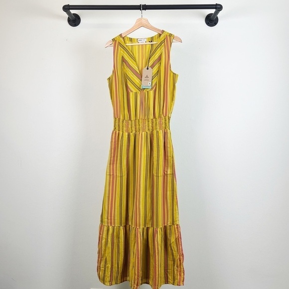 NWT Prana California Dreaming Sleeveless Button Front Midi Dress Leapfrog Stripe - Picture 5 of 8